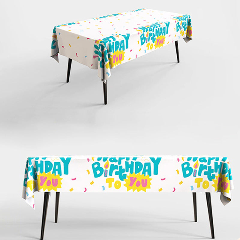 Cartoon Camping Birthday Party Aluminum Film Disposable Tablecloth