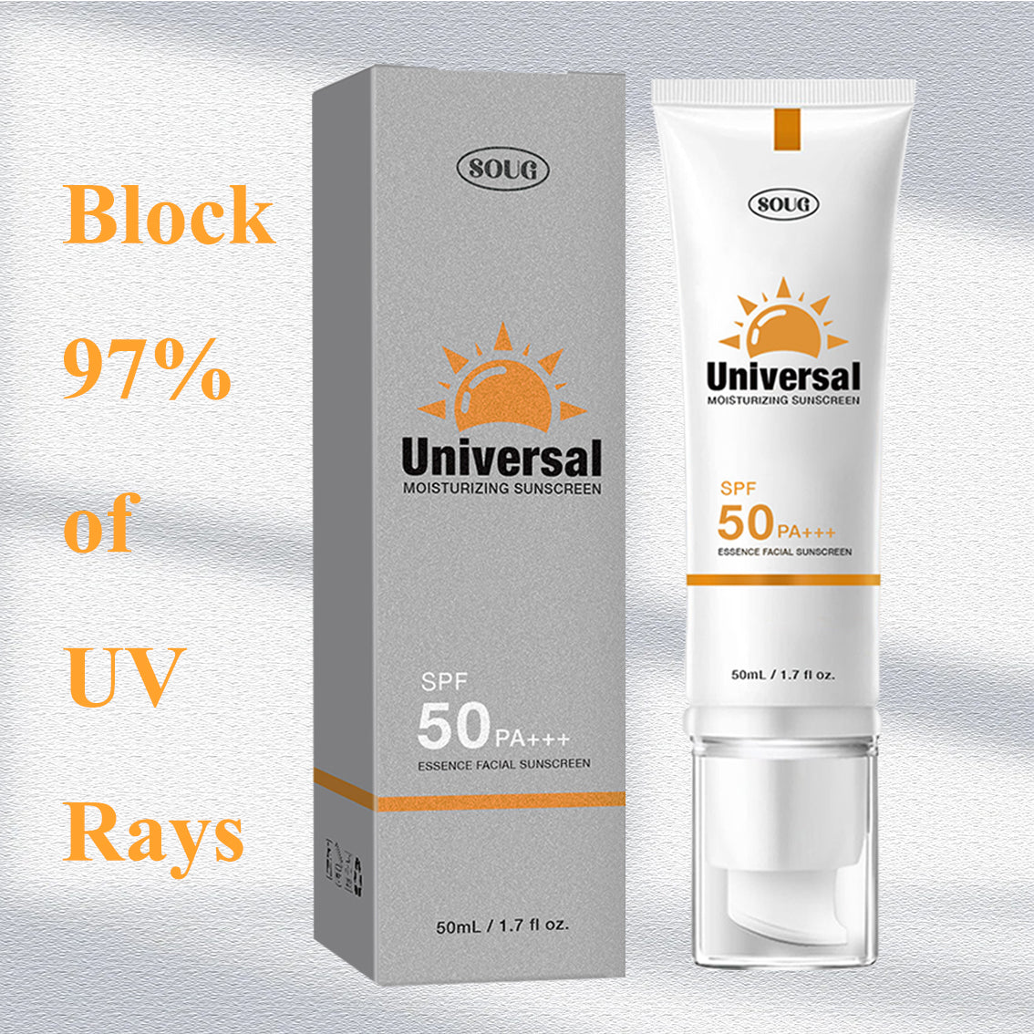 Universal Sunscreen SPF 50 PA, Protector Solar Con Color, Tinted Sunscreen, No Sticky Refreshing Non and Does Not Harm Residue for All Skin Type and UV Defense