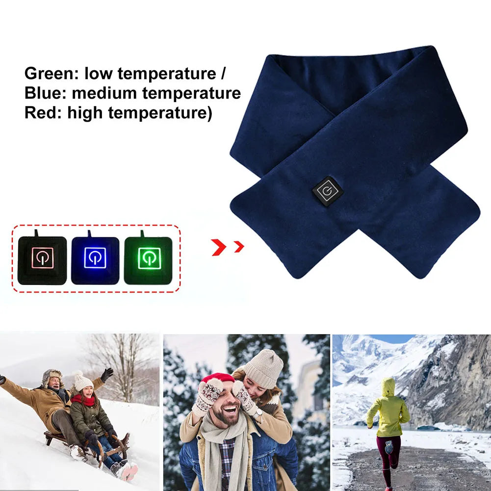 USB Women Men Heating Scarf Temperature Scarf 3 Gears Adjustable USB Charging Heat Control Neck Warmer for Cycling Camping USB Heated Scarf - Temperature Adjustable Heating Scarf