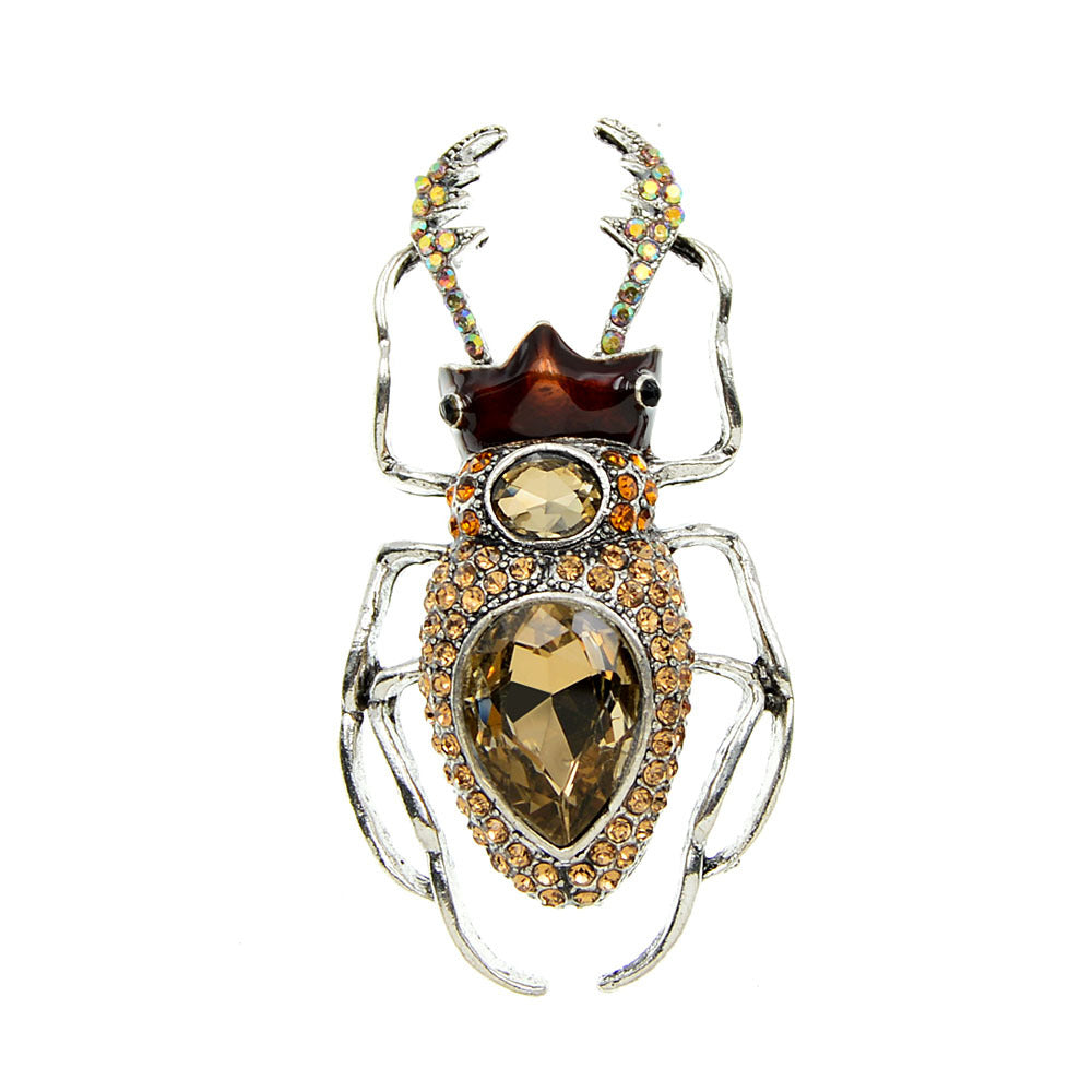 Diamond Glass Beetle Brooch Clothing Accessories