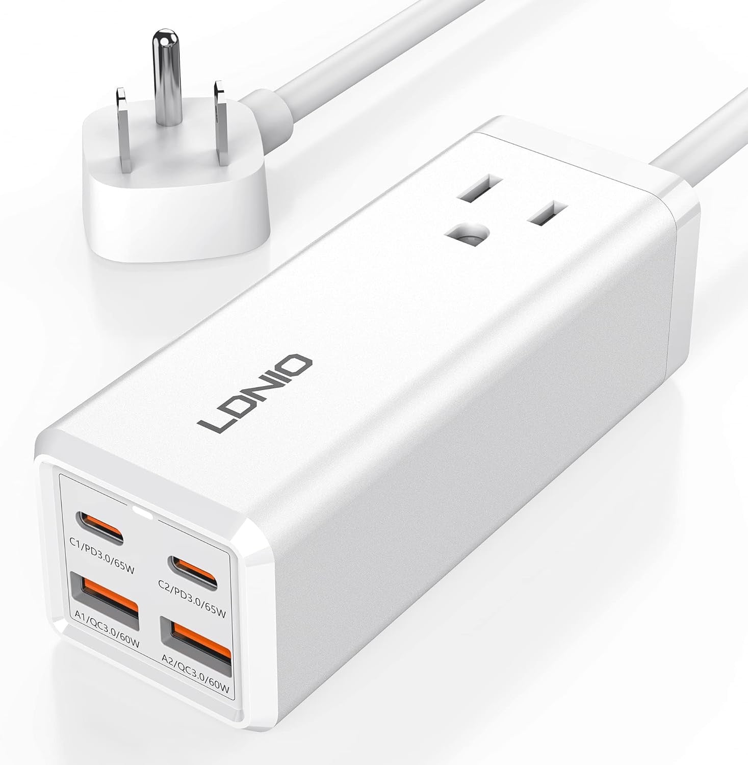 USB C Charger, MANTO 65W 5-In-1 Gan USB Charging Station, Super Fast Charger with 2 USB C Ports, 2 USB Ports and 1 Outlet, USB C Power Strip