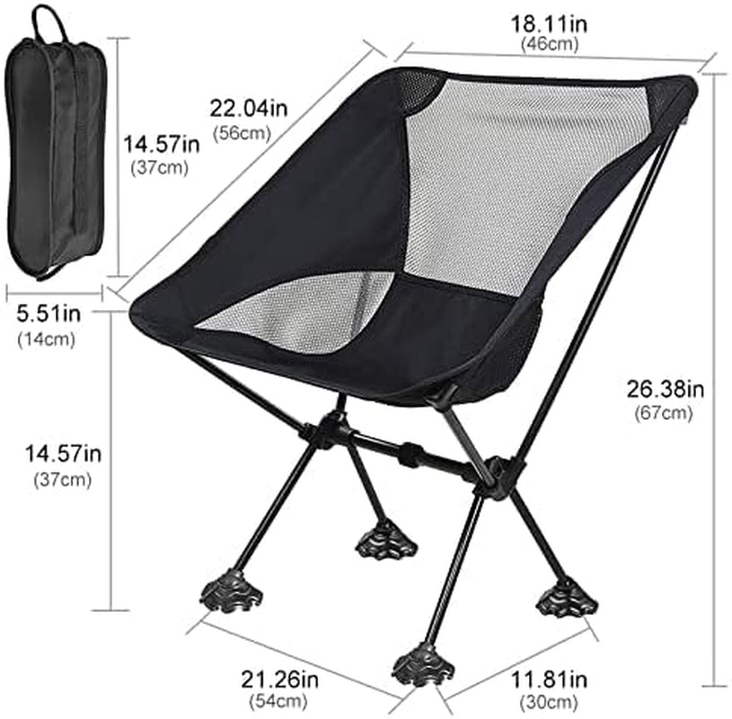 Portable Camping Chair Backpacking Chair with Anti-Slip Large Feet and Carry Bag for Outdoor Camp Hiking Capacity 220 Lbs