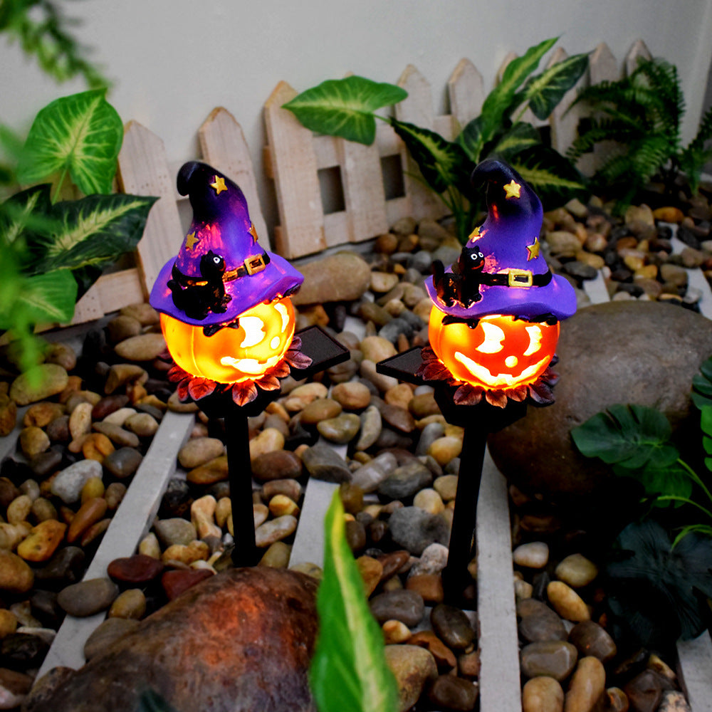 Creative Solar Outdoor Garden Halloween Pumpkin Lantern Resin Handicrafts Garden Festival Atmosphere Decorative Insert Light