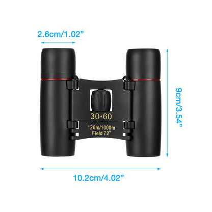 Binoculars 30X60 Zoom Travel Compact Folding Telescope Hunting Day Night Outdoor Small Pocket Binoculars Compact Adults, Mini Kids Binoculars Boys for Bird Watching, Concert Theater Opera