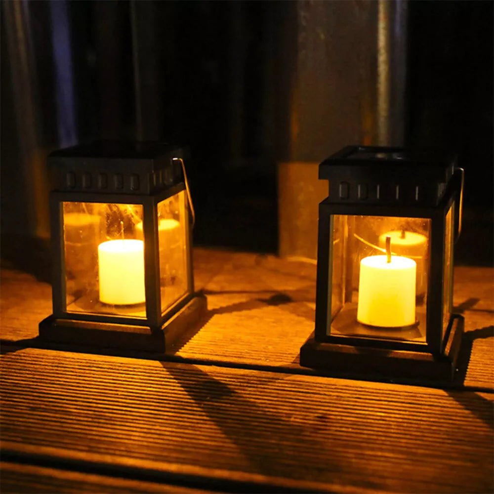 3Pcs Solar Powered LED Lantern Lights Waterproof Lamp Hanging Outdoor Garden Lawn