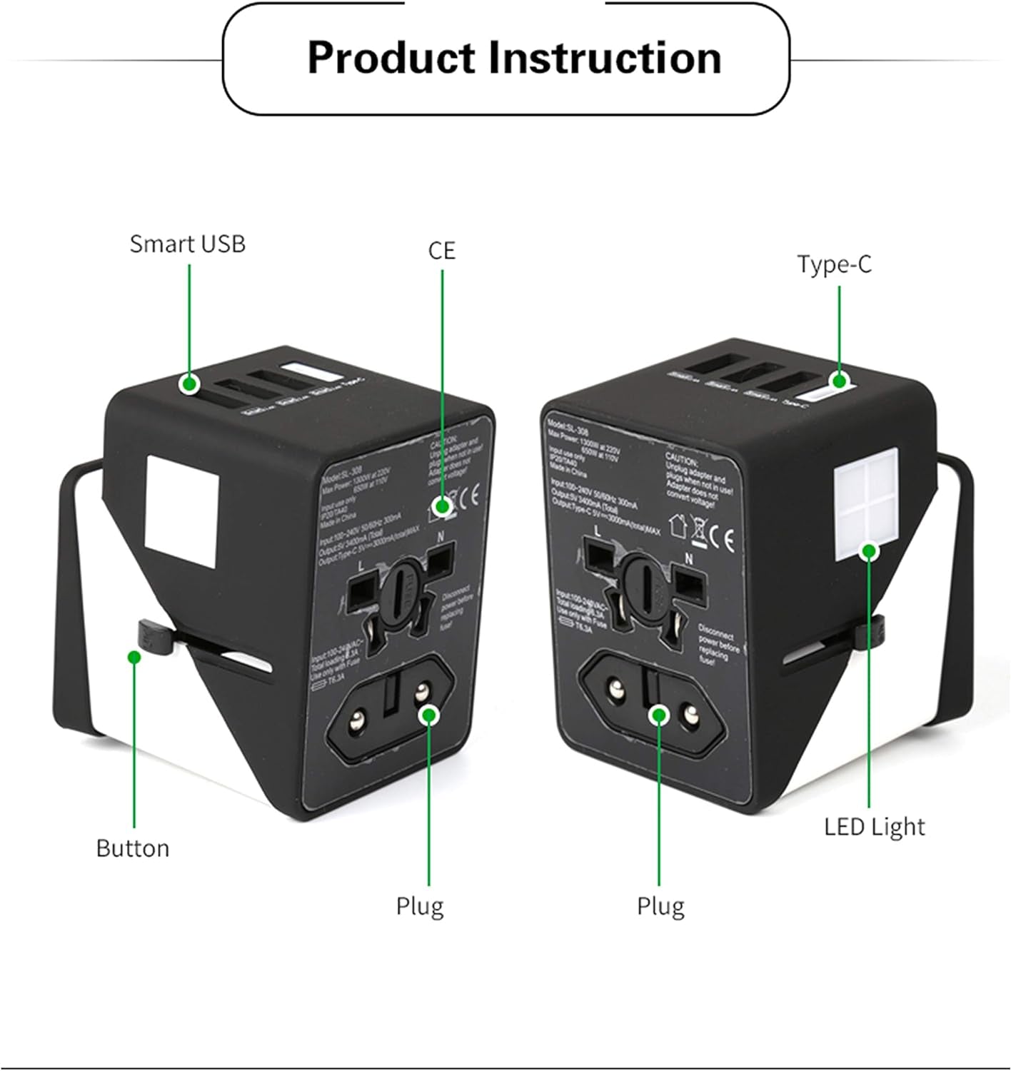 3 USB 1 Typc C International Power Adapter for Europe, UK, China, Australia, Japan and More 200 Countries