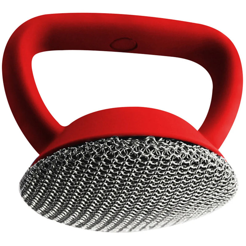 Cast Iron Scrubber 316 Stainless Steel Cast Iron Scrubber with Handle Steel Wool Scrubber round Chainmail Scrubber Brush Kitchen Gadgets