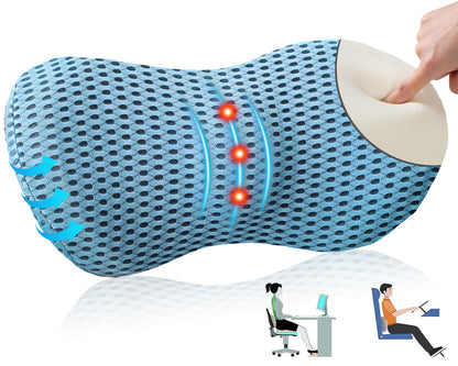 Lumbar Support Pillow for Office Chair Memory Foam Back Support Pillow for Car Office Computer Chair Recliner Back Cushion for Lower Back Pain Relief Improve Posture