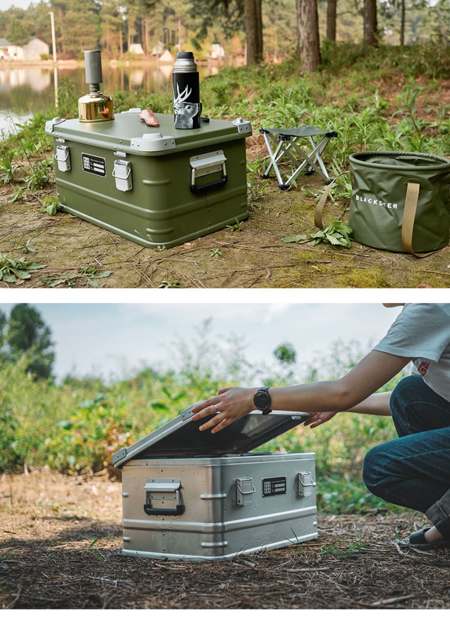 Outdoor Aluminum Alloy Storage Box Camping Metal Portable Vehicle-Mounted Wild Camping Equipment