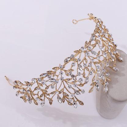 Vintage Rhinestone Headdress Crown Alloy Hair Accessories Stage Party Accessories