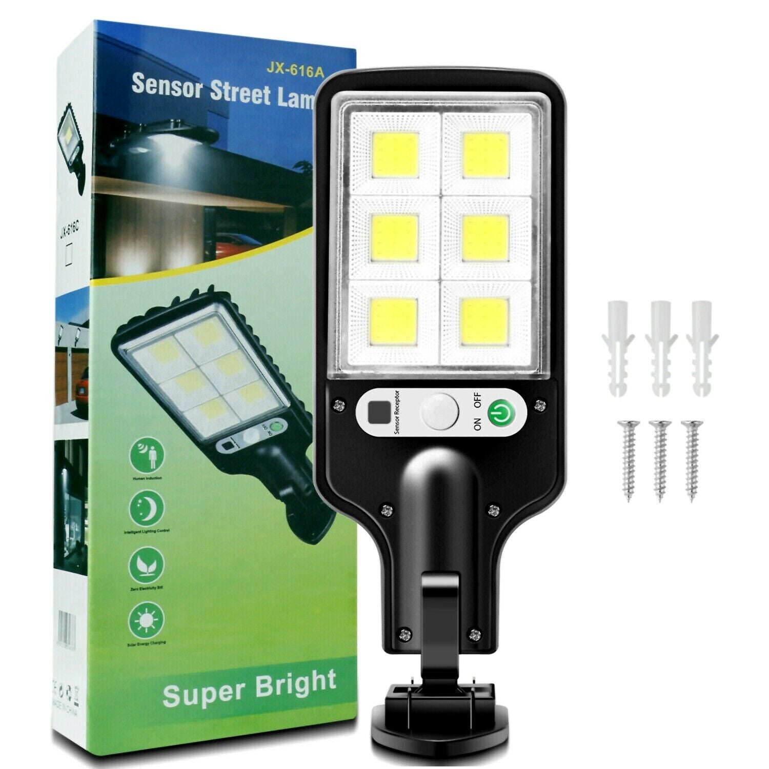 LED Solar Motion Sensor Light Bright Garden Outdoor Street Wall Lamp Solar Wall Lamp Lights Outdoor Road Lamp for Garden, Yard, Garage, Path