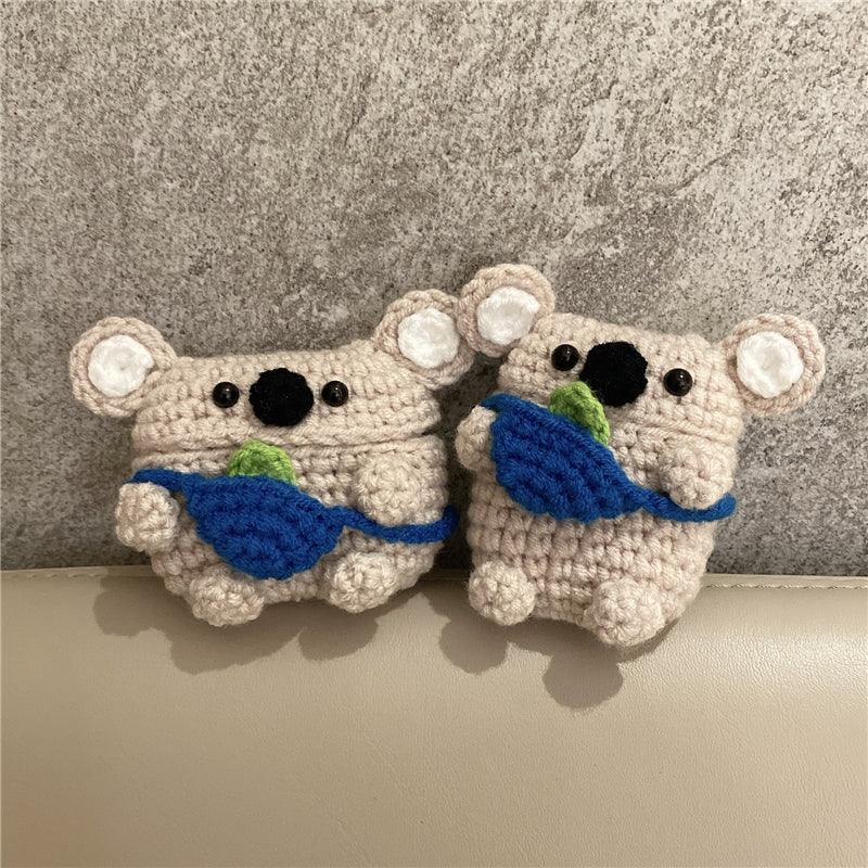 Homemade Handmade Knit Backpack Koala Bear Earphone Cover