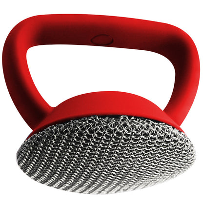 Cast Iron Scrubber 316 Stainless Steel Cast Iron Scrubber with Handle Steel Wool Scrubber round Chainmail Scrubber Brush Kitchen Gadgets