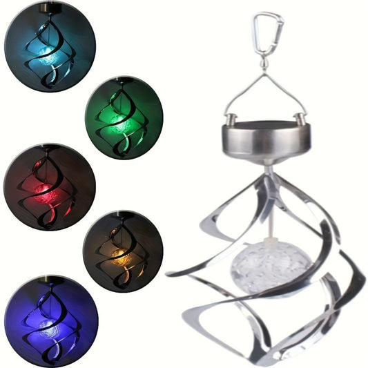 Wind Spinner Solar Light, LED Wind Chimes, Outdoor Decor Changing Color Ball Wind Chimes Solar Hanging Lantern for Home Garden Outdoor Decoration