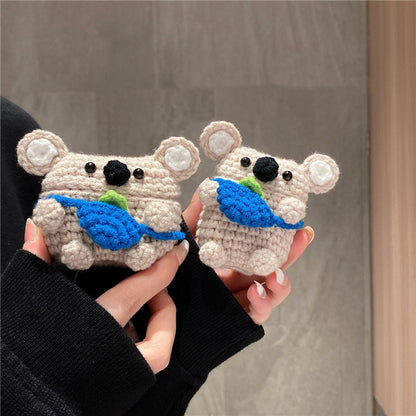 Homemade Handmade Knit Backpack Koala Bear Earphone Cover