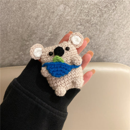 Homemade Handmade Knit Backpack Koala Bear Earphone Cover