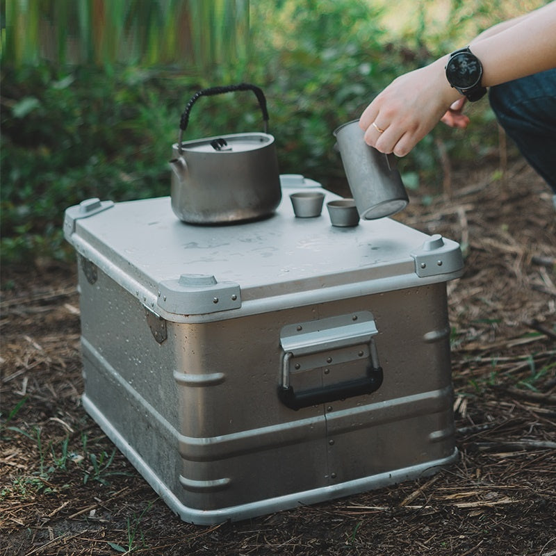 Outdoor Aluminum Alloy Storage Box Camping Metal Portable Vehicle-Mounted Wild Camping Equipment