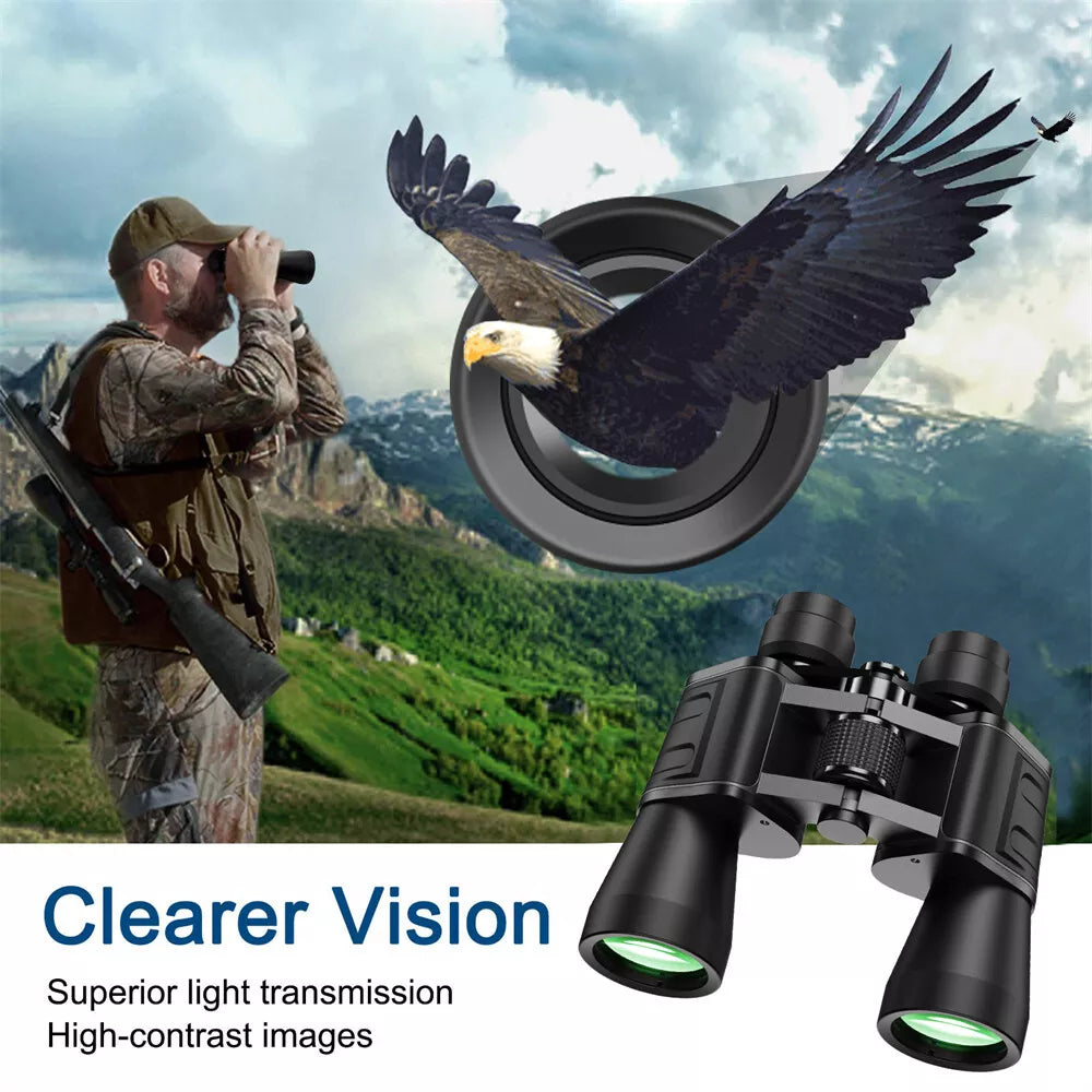 180X100 High Power Military Binoculars Day Night Vision Compact Waterproof Binoculars for Bird Watching Hunting Travel Football Games Stargazing with Carrying Case and Strap