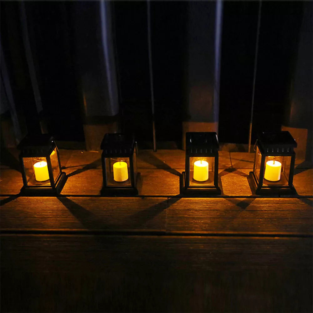 3Pcs Solar Powered LED Lantern Lights Waterproof Lamp Hanging Outdoor Garden Lawn