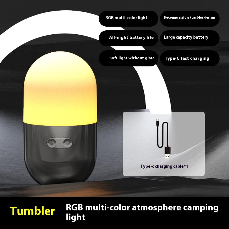 LED Light for Camping Type-C Charging Portable RGB Small Night Lamp