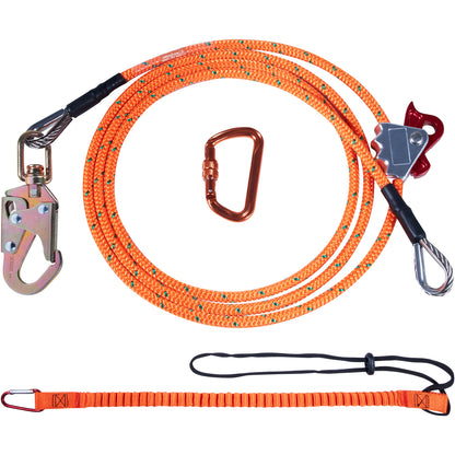 VEVOR Steel Core Flipline, Arborist Flipline, Flip Line for Tree Climbing with Alloy Steel Snap Hook, Aluminum Alloy Carabiner and Extra Tool Lanyard, for Arborist, Tree Climbers