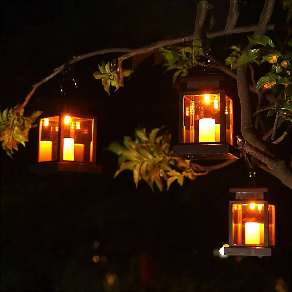 3Pcs Solar Powered LED Lantern Lights Waterproof Lamp Hanging Outdoor Garden Lawn