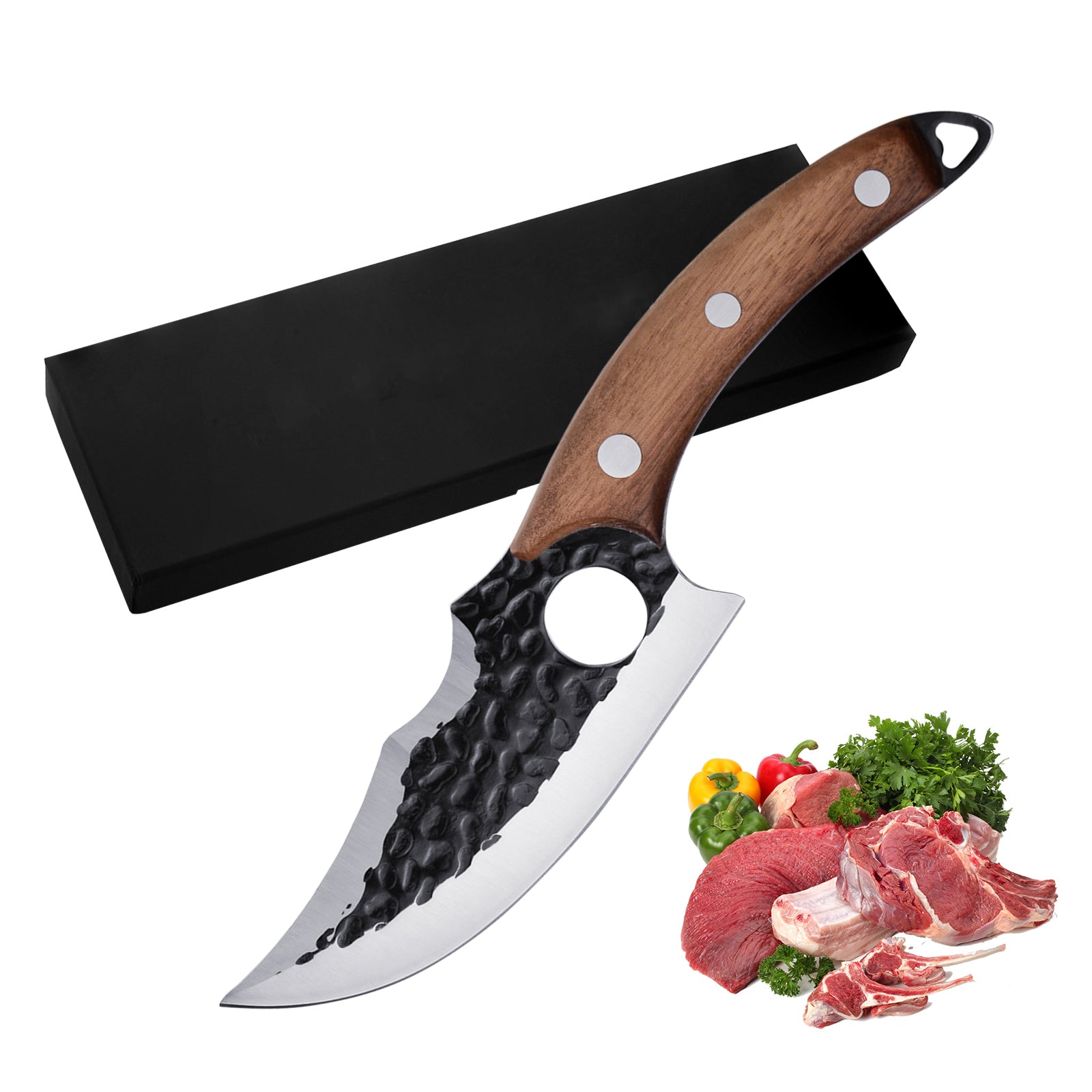 Kegani Viking Knife for Meat Cutting 6 Inch Meat Cleaver Boning Knife, High Carbon Steel Fillet Knife with Sheath for Kitchen and Outdoor Camping Gifts