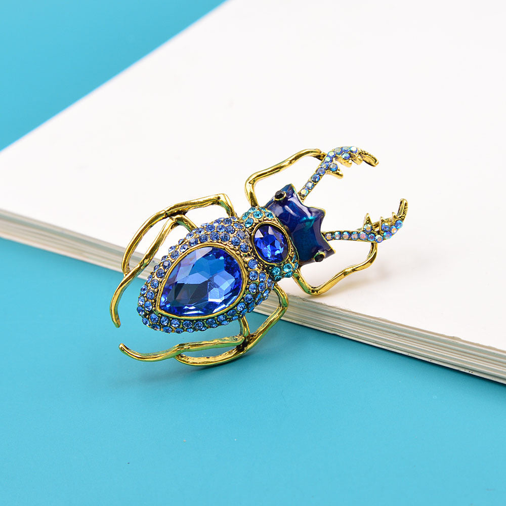 Diamond Glass Beetle Brooch Clothing Accessories