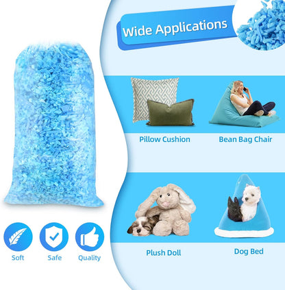 5Lbs Bean Bag Filler, Shredded Memory Foam Filling for Bean Bag Chair, Dog Beds, Cushions Pillows, Added Gel Particles