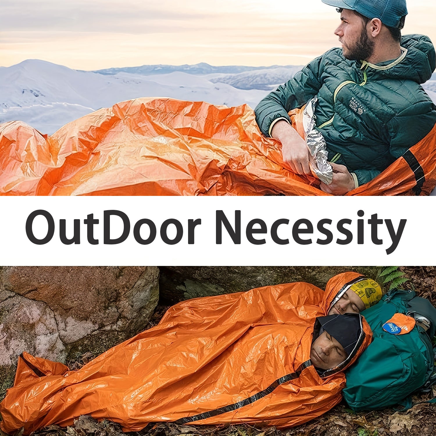 Portable Lightweight Emergency Sleeping Bag, Blanket, Tent - Thermal Bivy Sack for Camping, Hiking, and Outdoor Activities - Windproof and Waterproof Blanket for Survival