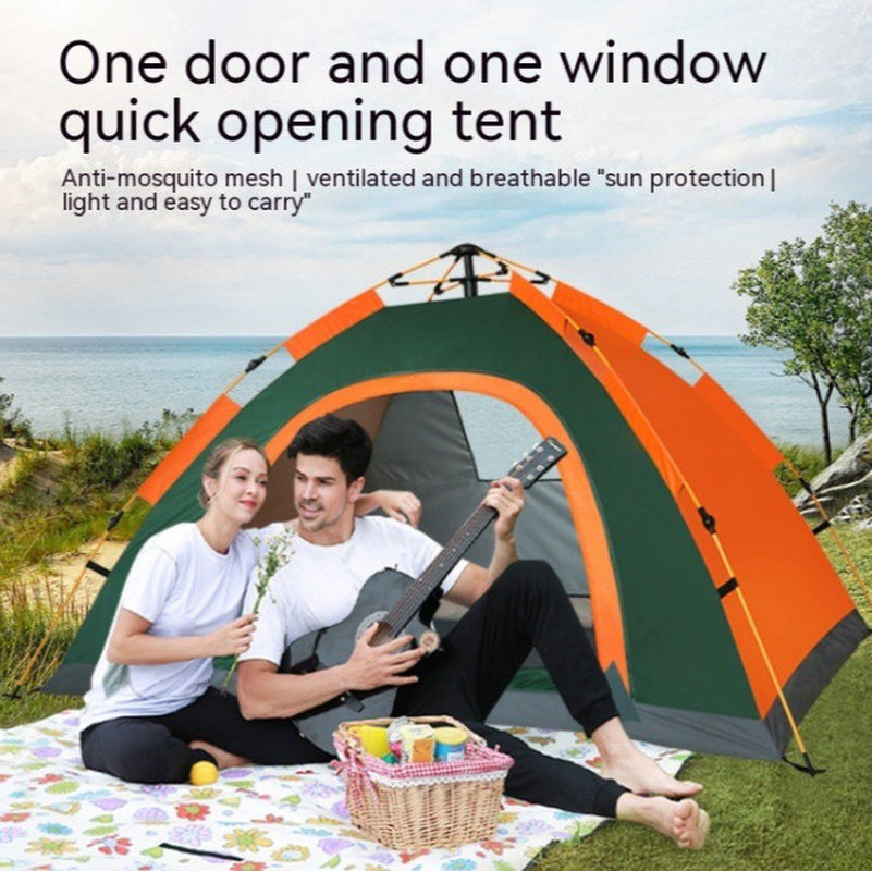 Double Camping Beach Tent Outdoor Thickened Sun Block Rain-Proof One Window Automatic Tent