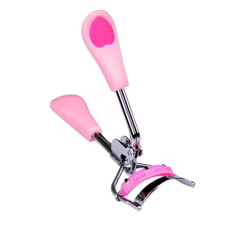 Peach Heart Handle Eyelash Curler with Comb Fan-Shaped Wide Angle Edge