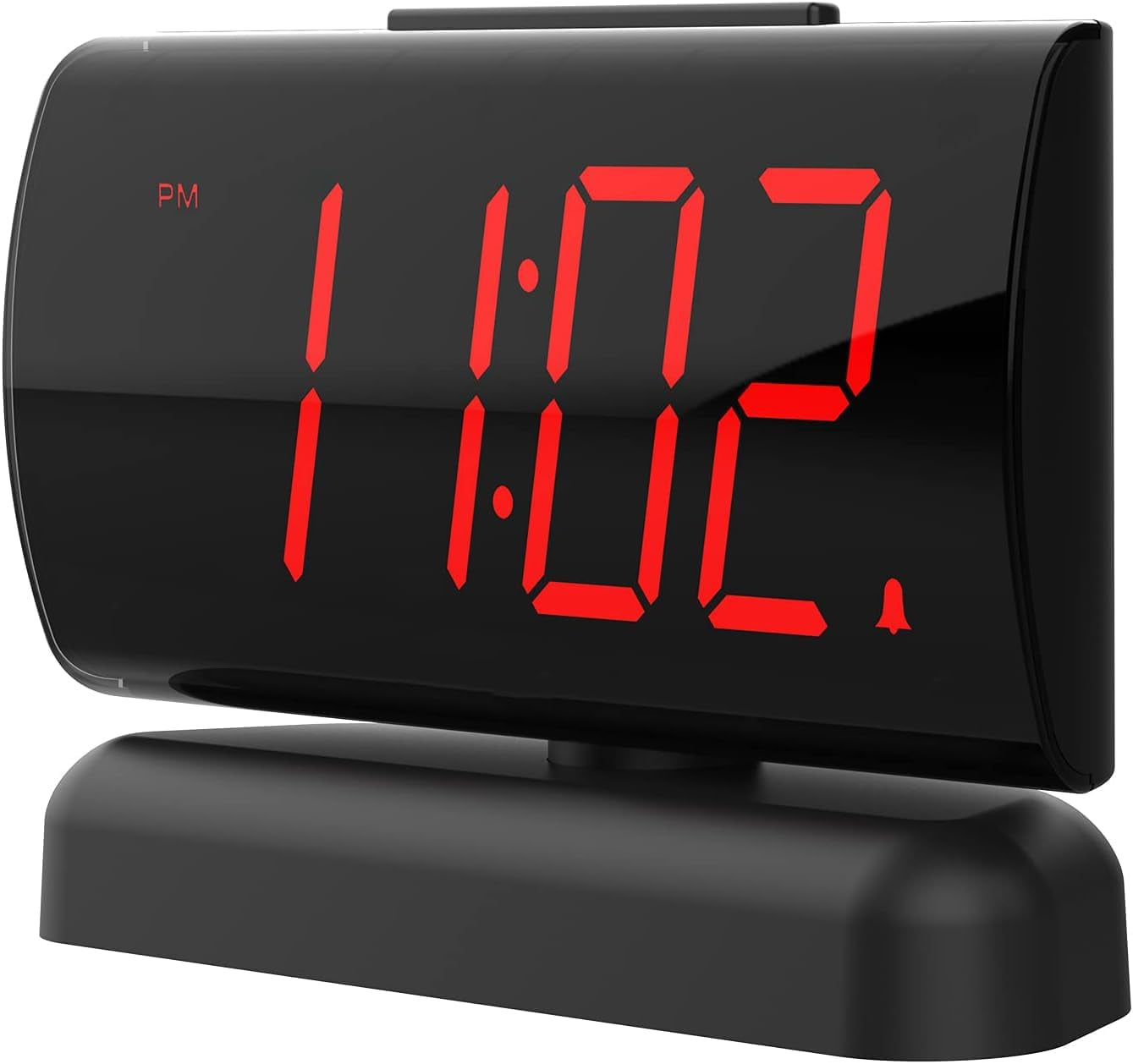 Alarm Clock Large Digital Rotating Base, 2-Level Brightness Digital Clock Bedroom, Bedside Alarm Clock, Format Socket Power Supply