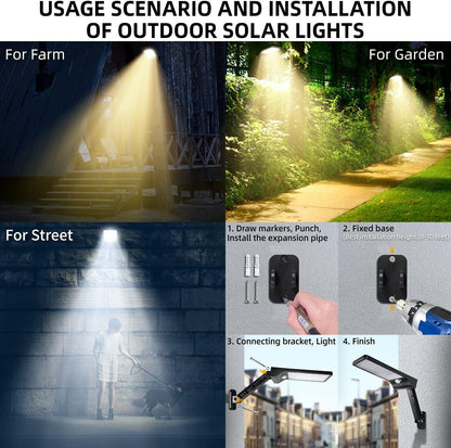 2 Pack Outdoor Solar Flood Lights Wireless 48 LED Waterproof Security Motion Sensor Light with 3 Modes