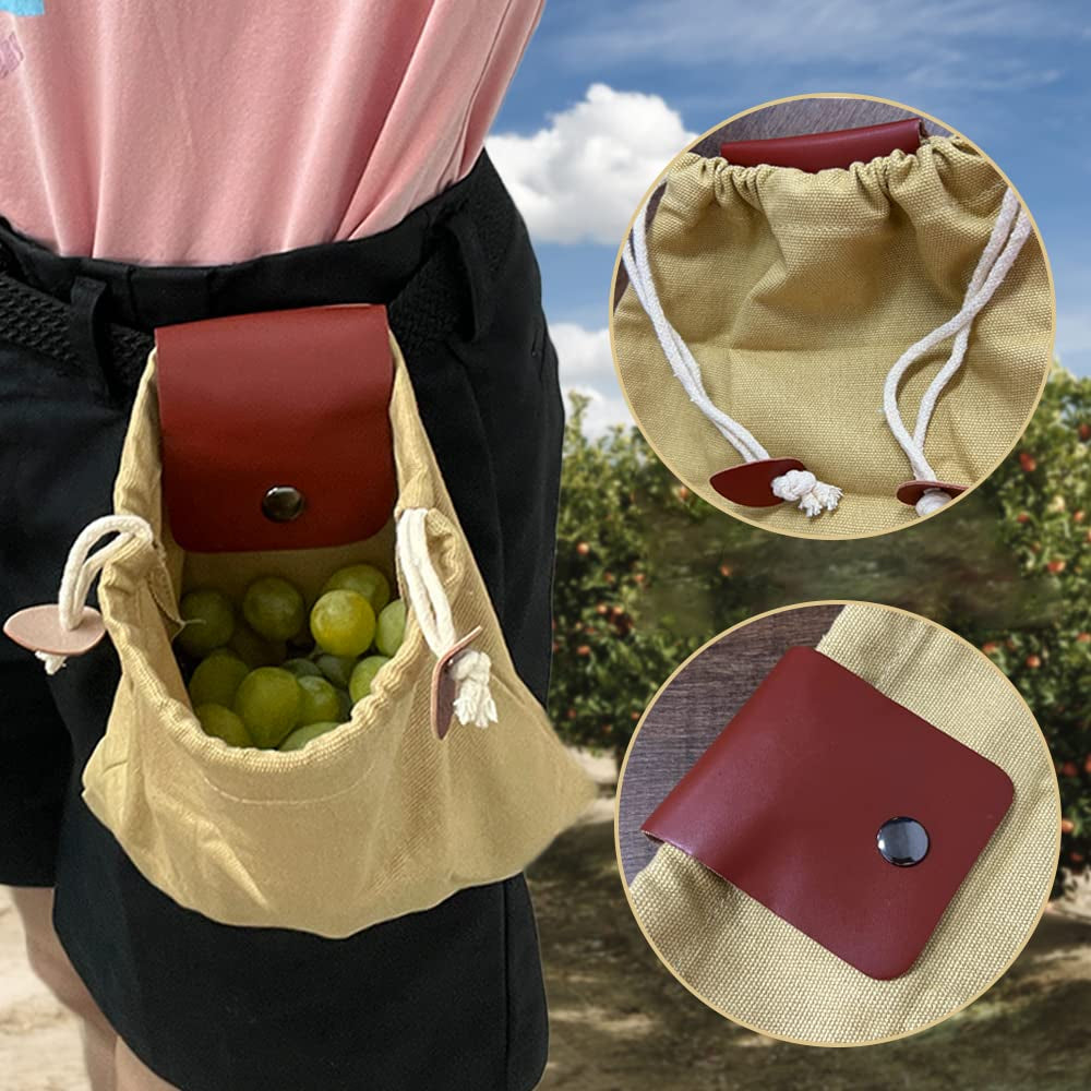 Outdoor Picking Multifunctional Bag, Hanging Waist Kit, Waist Strap Bag, Folding Canvas Kit Canvas Fruit Harvest Pouch for Jungle Camping Hiking Hunting, Foldable