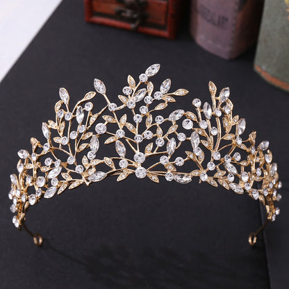 Vintage Rhinestone Headdress Crown Alloy Hair Accessories Stage Party Accessories