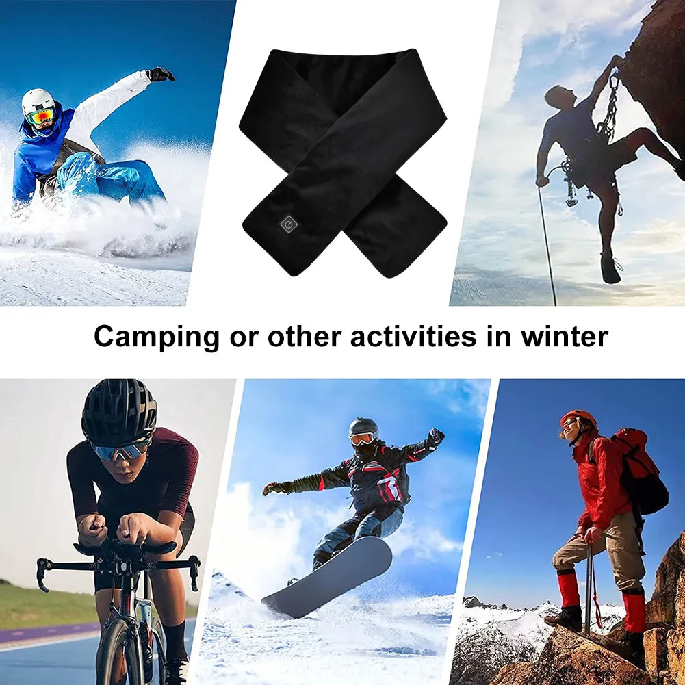 USB Women Men Heating Scarf Temperature Scarf 3 Gears Adjustable USB Charging Heat Control Neck Warmer for Cycling Camping USB Heated Scarf - Temperature Adjustable Heating Scarf