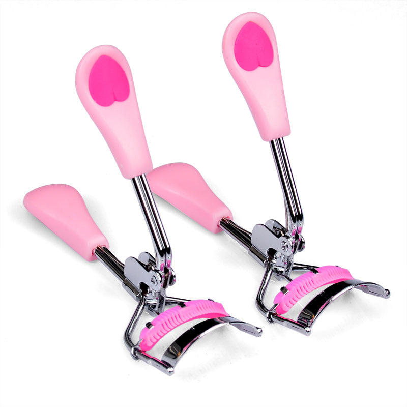 Peach Heart Handle Eyelash Curler with Comb Fan-Shaped Wide Angle Edge