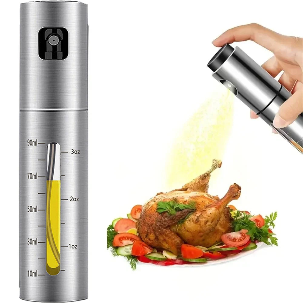 Fuel Spray Can Household Kitchen Supplies Artifact Stainless Steel Oil Injection Bottle Spice Bottle Spray Press Type Barbecue Oil Bottle Kitchen Gadgets