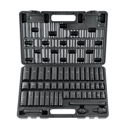 VEVOR Rive Impact Socket Set, 48 Piece Socket Set SAE & Metric 8-22Mm 6 Point Cr-V Drive Extension Bar Universal Joint & Power Drill Adapter Includes Storage Case