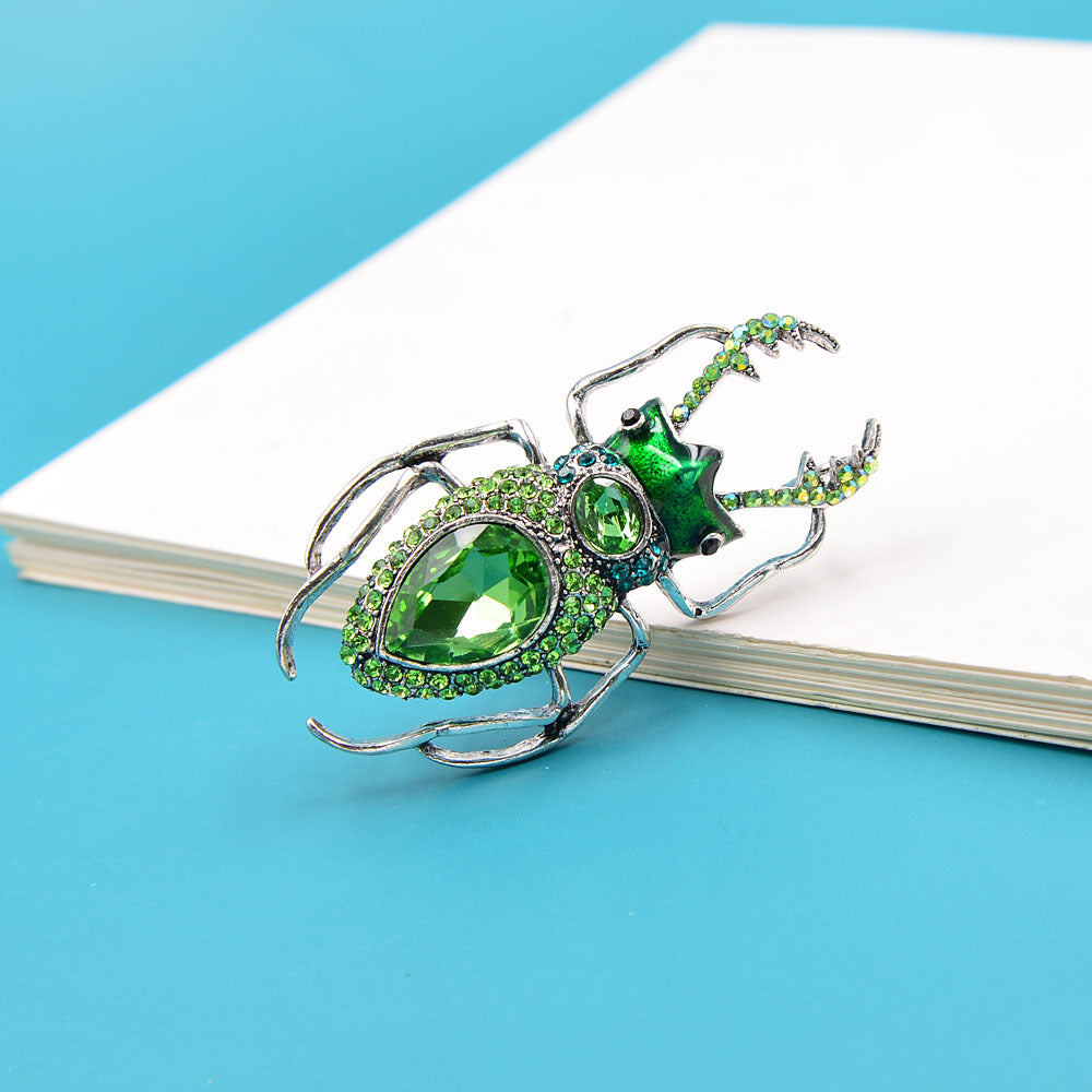 Diamond Glass Beetle Brooch Clothing Accessories