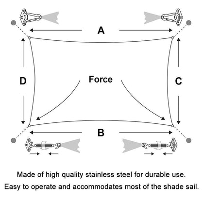 Outdoor Four Corner Sunshade Sail Accessories Set Stainless Steel