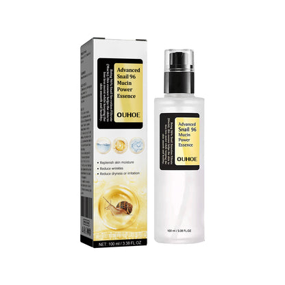 OUHOE Snail 96 Collagen Power Essence Repairs Skin Barrier, Moisturizes and Desalinates Black Spot Snail Essence