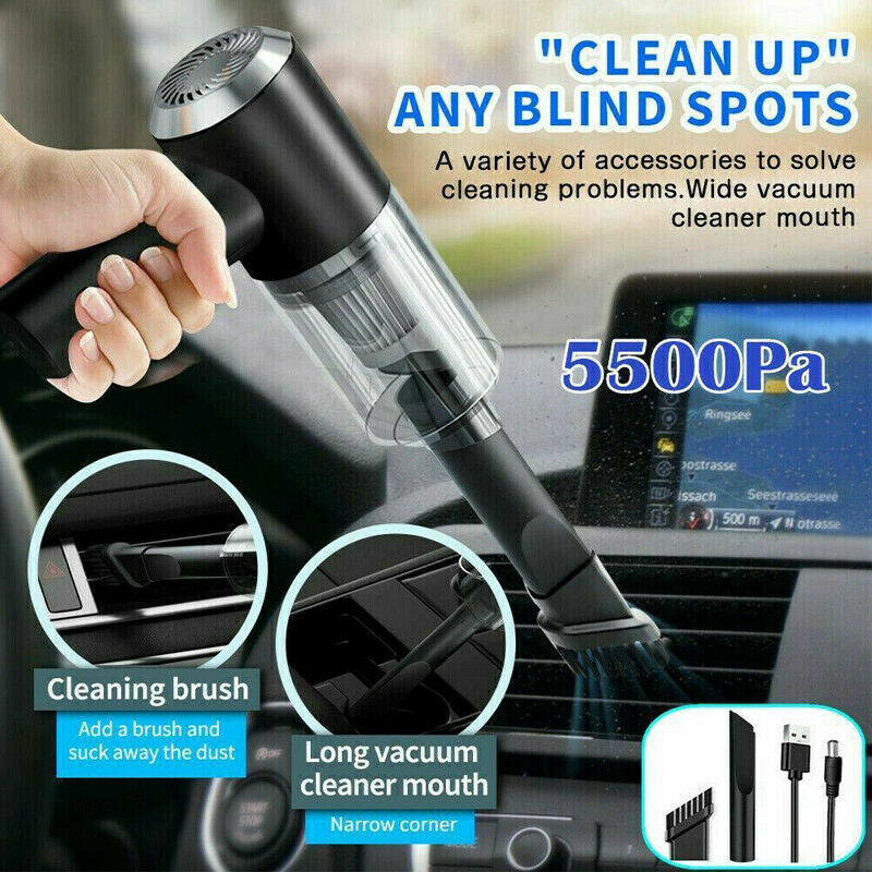 Portable Car Vacuum Cleaner, Handheld Vacuum High Power Cordless, Hand Vacuum Rechargeable Easy to Clean Car Interior, Desktop, Sofa, Keyboard, Drawer and Crevices, Small Spaces