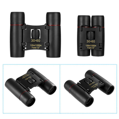 Binoculars 30X60 Zoom Travel Compact Folding Telescope Hunting Day Night Outdoor Small Pocket Binoculars Compact Adults, Mini Kids Binoculars Boys for Bird Watching, Concert Theater Opera