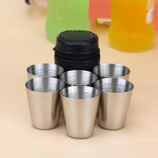 Simple 30 Ml Stainless Steel Thickened Outdoor Carry Tass Free PU Leather Cup Cover